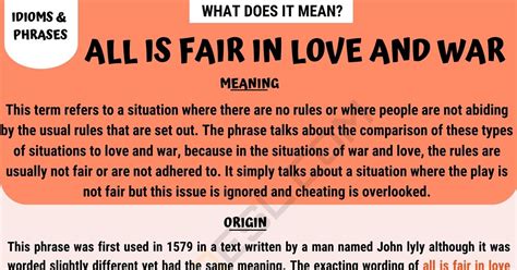 All Is Fair In Love And War: Idiomatic Meaning, Origin and Easy ...