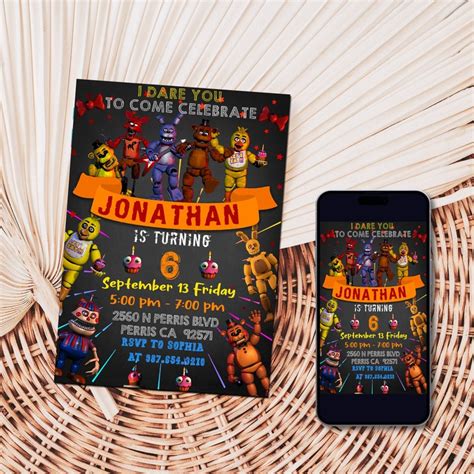 Editable Five Nights At Freddys Birthday Invitation For Boy And Girl Kids