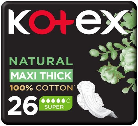 Kotex Natural Cotton Maxi Thick Super with Wings 26pcs Buy Online at ...