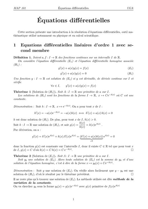 Cours equa diff Résumé Analyse calcul intégral et équations