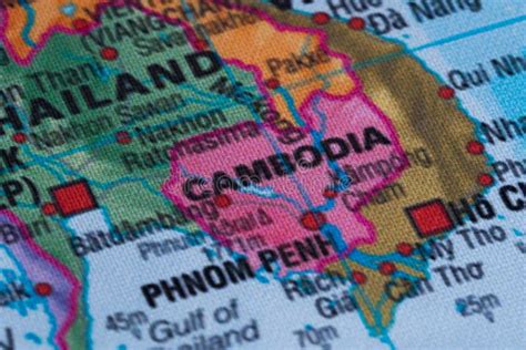Map View Of Cambodia On A Geographical Globe Stock Photo Image Of