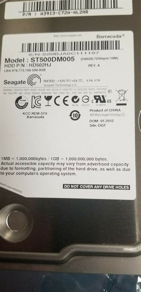 Seagate ST500DM005 HD502HJ 500GB A3913-C72A-AL2HR for sale online | eBay