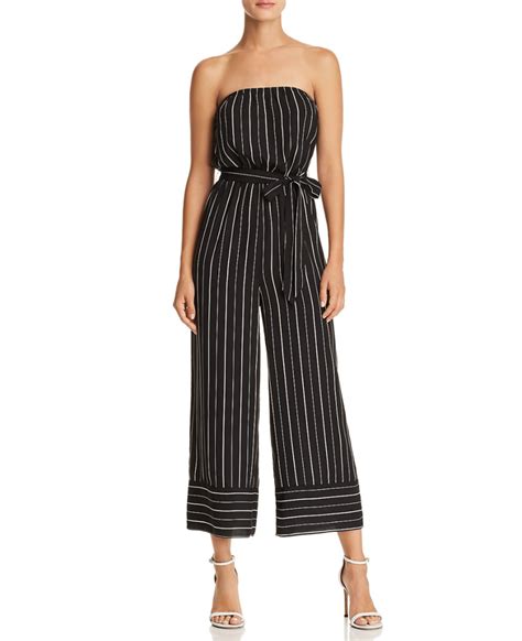 Aqua Striped Strapless Wide Leg Jumpsuit Exotic Excess