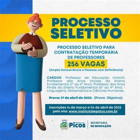 Prefeitura de Picos lança edital de teste seletivo para professores