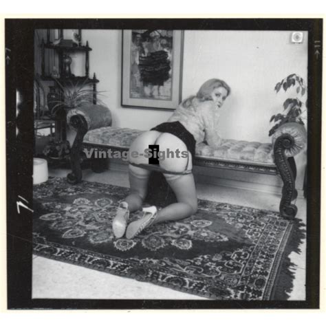Tall Nude Blonde Woman Puts On Plateaus Tan Lines Vintage Photo Gdr