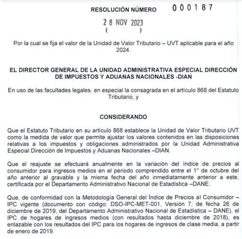 Se fija el valor de la UVT aplicable para el año 2024 Póngase al Día