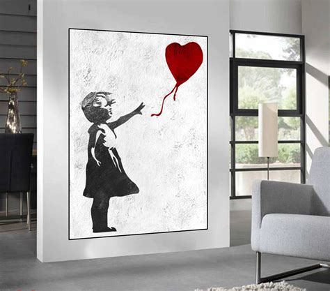 Extra Large Wall Art Banksy Red Balloon Girl Large Abstract Etsy