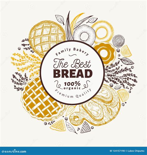 Vector Bakery Hand Drawn Illustration Background With Bread And Pastry