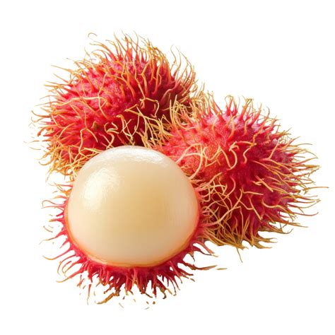 sweet  juicy rambutan fruit isolated   clean transparent
