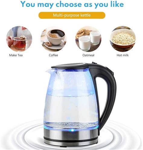W Speed Boil Electric V Coffee Tea Borosilicate Hot Water Kettle Auto Shut Off L