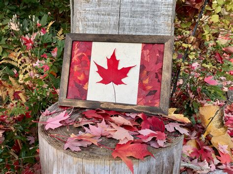 Real Pressed Maple Leaf Canadian Flag Collage by Pressed Wishes