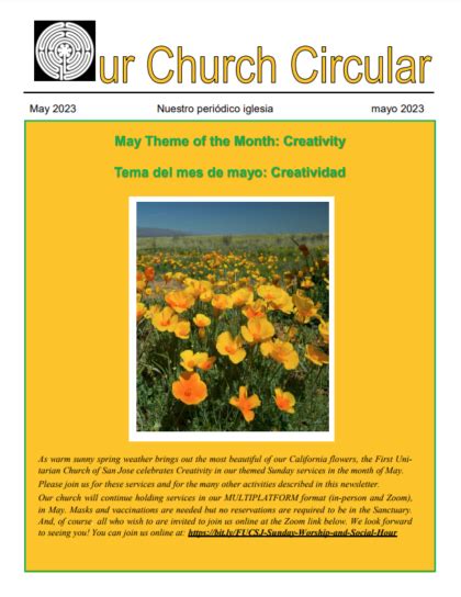 Our Church Circular May 2023 First Unitarian Church Of San José