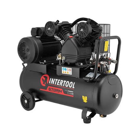 Компрессор 50 л, 3 кВт, 220 В, 10 атм, 500 л/мин, 2 цилиндра INTERTOOL ...