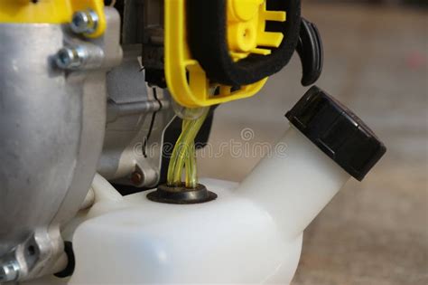 Close Up Of Gasoline Pump Hose For Fuel Supply In A Brush Trimmer