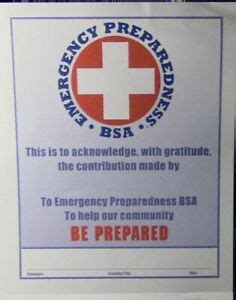 Bsa Emergency Preparedness Certificate Brand New Ready For Scouts