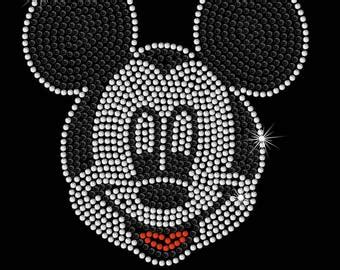 Personalized Disney Font Minnie Mouse With Hot Pink Polka Dot Bow Custom Iron On Rhinestone