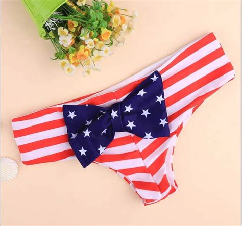 Brazilian Tanga Bikini Swimwear Women Big Bow Thong Bikini Bottoms