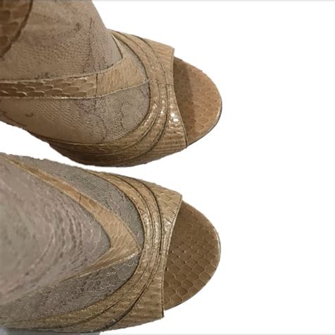 Jimmy Choo Shoes Jimmy Choo Open Toe Booties In Nude Lace Mesh Leather Poshmark