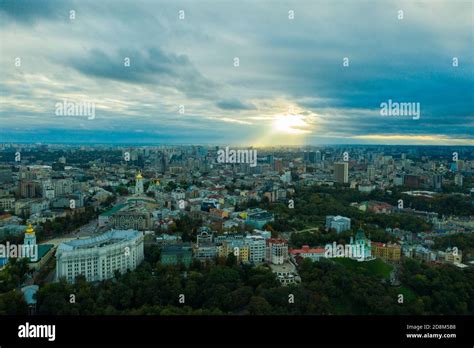 Aerial View On Districts Of Kyiv The Largest City And Capital Of