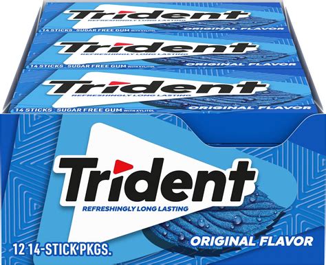 Trident Original Goma De Mascar Sin Azúcar Con Xilitol 12 Paquetes