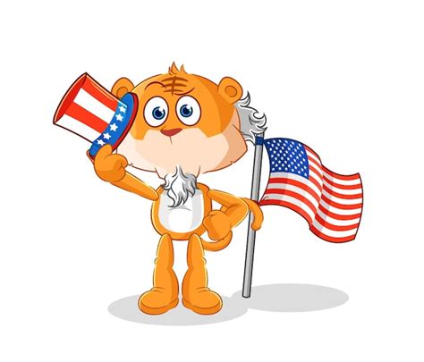 Tiger Onkel Sam Charakter Cartoon Maskottchen Vektor Premium Vektor