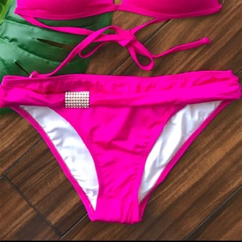 Beach Joy Swim Last One Left Rhinestone Hot Pink Bikini Bottom Poshmark
