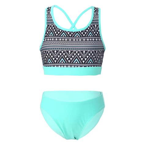 Yonghs Girls Beach Sport Piece Bikini Set Swimsuit Crop Top With Swim Briefs Bathing Suit