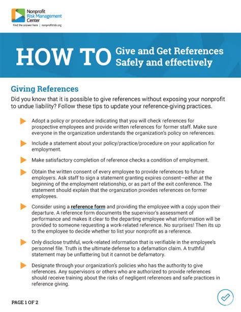 How To Give And Get References Nonprofit Risk Management Center