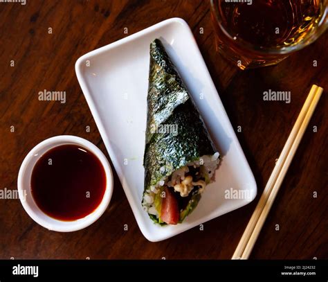 Temaki Sushi With Tuna And Avocado Stock Photo Alamy