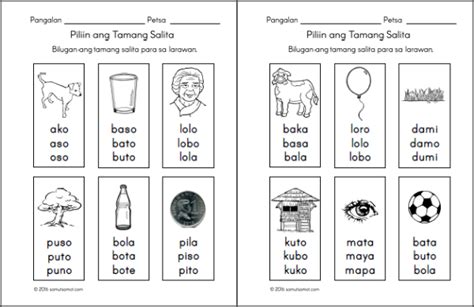 Pagbasa Filipino Worksheets For Grade