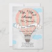 First Birthday Girl Hot Air Balloon Invitation Zazzle