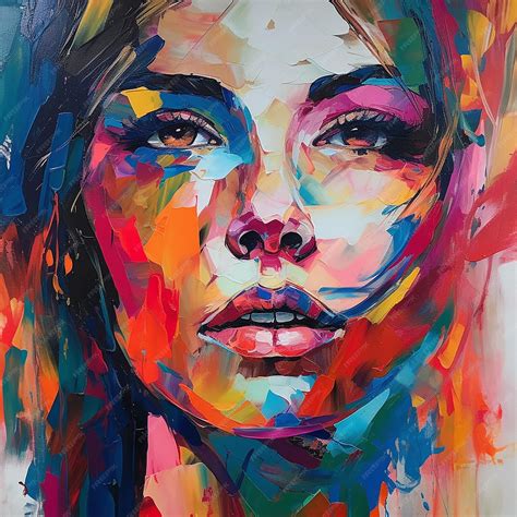premium photo vibrant abstract face portraits  anna bocek  face