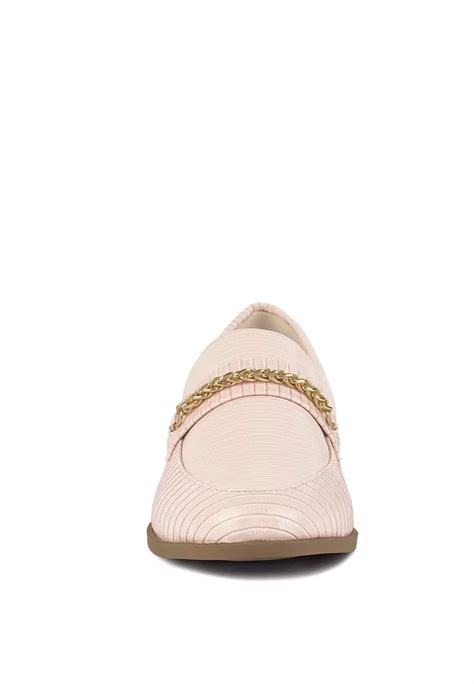 Buy London Rag Nude Low Block Loafers Adorned With Golden Chain Online Zalora Philippines
