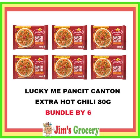 JIMS LUCKY ME PANCIT CANTON EXTRA HOT CHILI NOODLES BY 6 Shopee Philippines