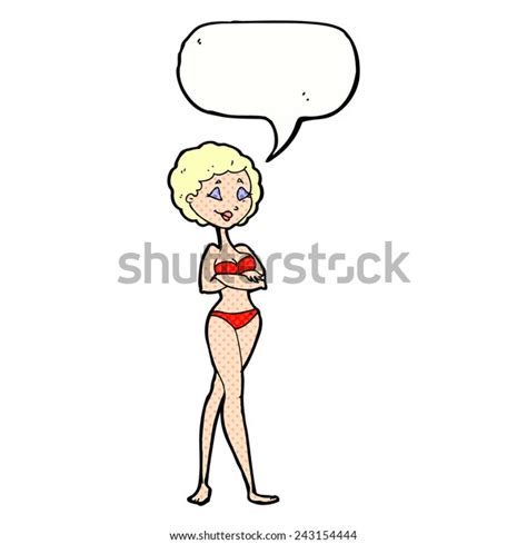 Cartoon Retro Woman Bikini Speech Bubble Stock Vector Royalty Free