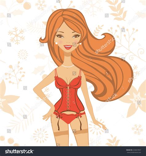 Illustration Sexy Beautiful Woman Lingerie Vector Stock Vector Royalty Free