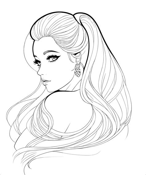 Premium Vector A Girl With Long Hair And A Long Ponytail
