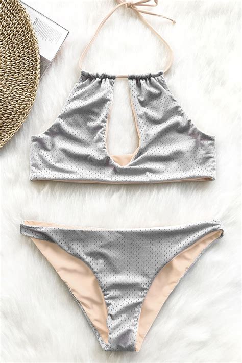 Reversible Pink And Grey Halter Bikini