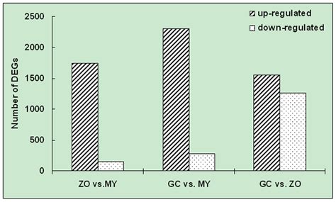 Changes in gene expression profile among the different developmental ...