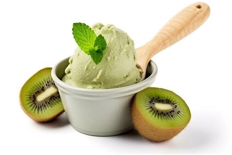 Kiwi Ice Cream With Kiwi Fruit Isolated On White Background 29557389