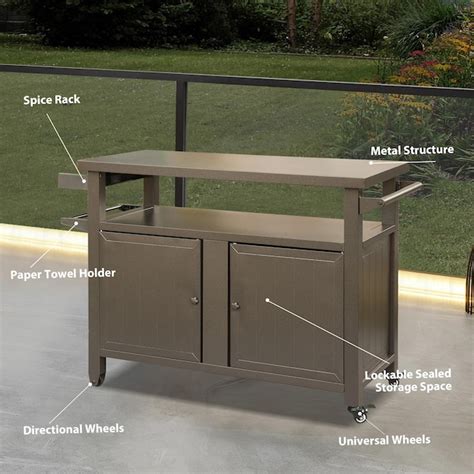Zeus And Ruta Serving Cart Brown Steel Outdoor Serving Cart Bl02pa 06 At
