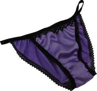 François de Loire Shiny Satin and lace Mini Tanga String Bikini Panties