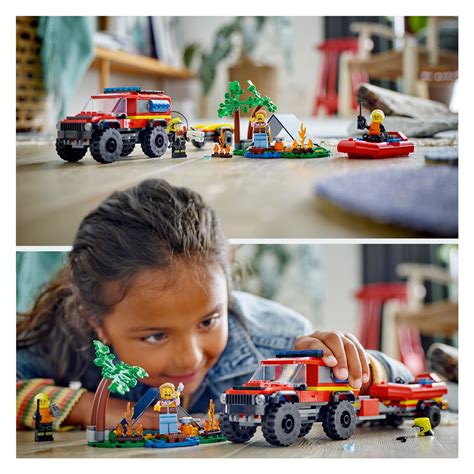 LEGO City 60412 4X4 Brandweerauto met Reddingsboot ... | Lobbes Speelgoed