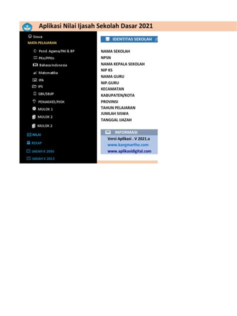 Aplikasi Nilai Ijazah Sd 2021 2022 Kelas 6 B Ika Edit Pdf