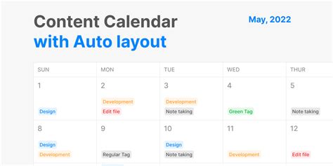 Content Calendar With Auto Layout Figma