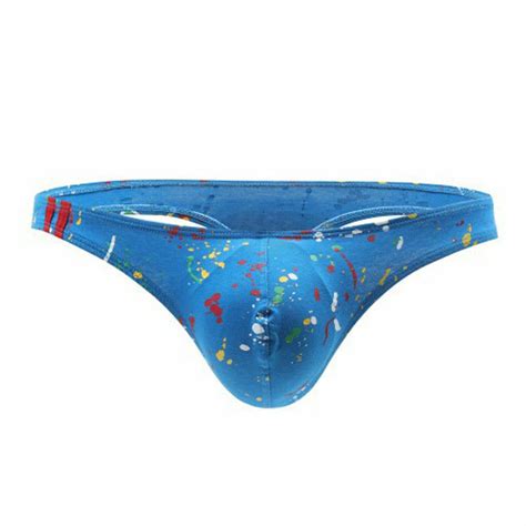 US Seller Mens Sexy Printed Cotton Tong Underwear Low Rise Bikini Pouch G String EBay