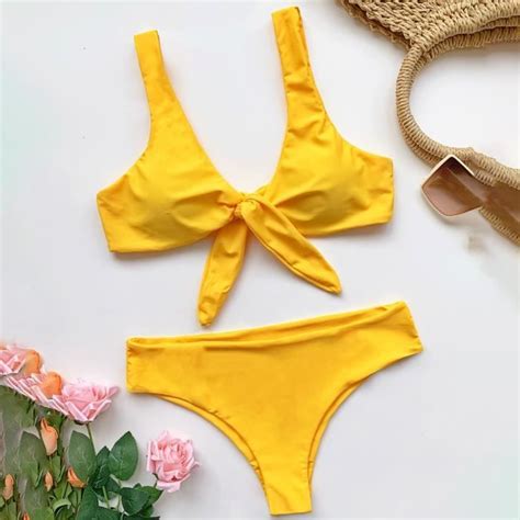 Maillot De Bain Pcs Set Bikini Sum Ral Couleur Solide Push Up Classic Femme S Che Rapide Style