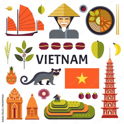 Vector Icons Collection Of Vietnamese Culture Food And Nature