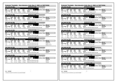 uly timetable faculty  architecture design  planning