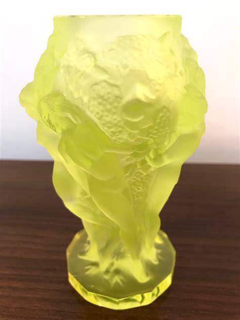 Art Deco Bohemian Vaseline Glass Nude Vase By Hoffmann Artedeco Online Antiques